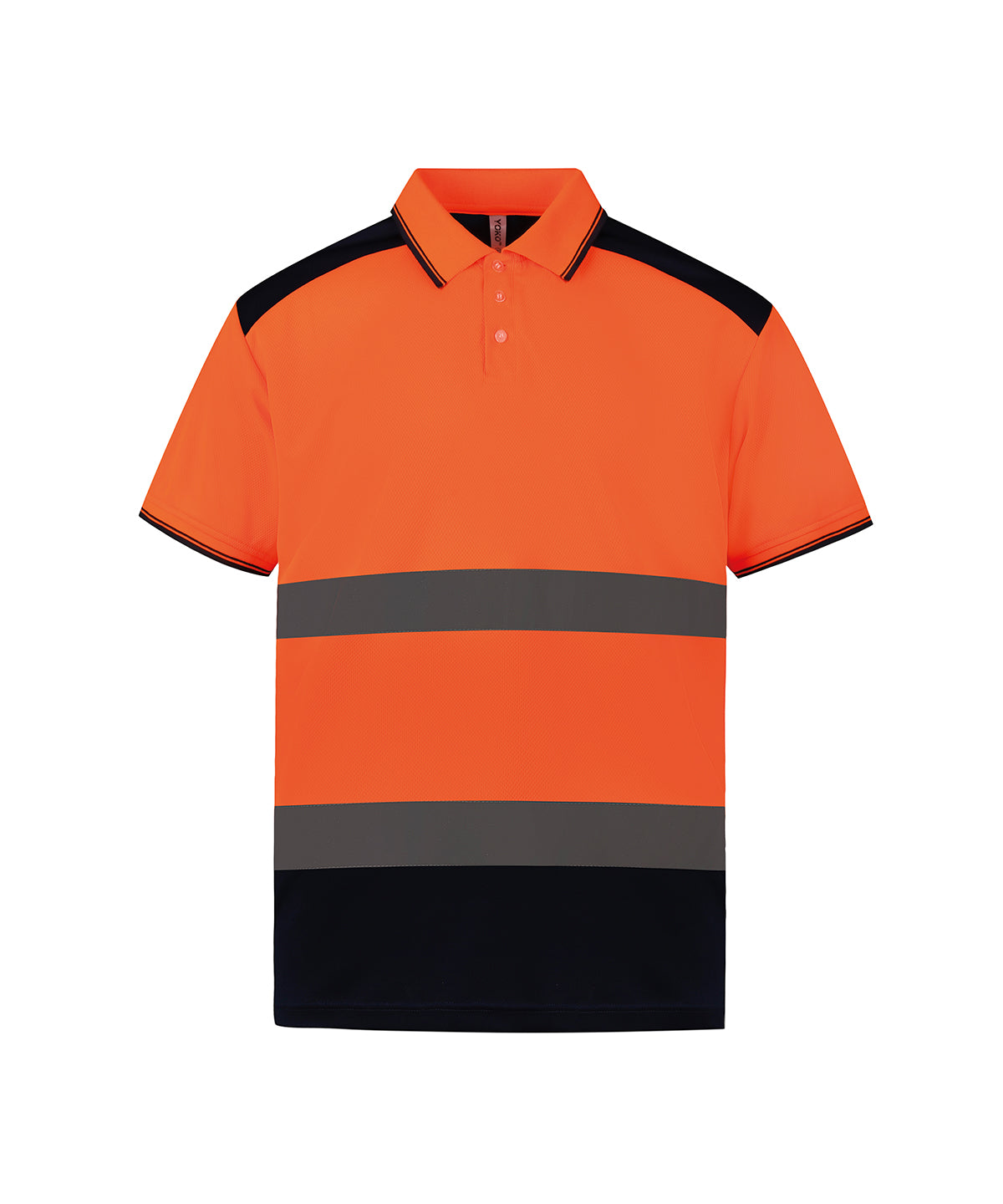 Orange/Navy - Hi-vis two-tone polo shirt (HVJ220) Polos Yoko Plus Sizes, Polos & Casual, Rebrandable, Safetywear, Workwear Schoolwear Centres