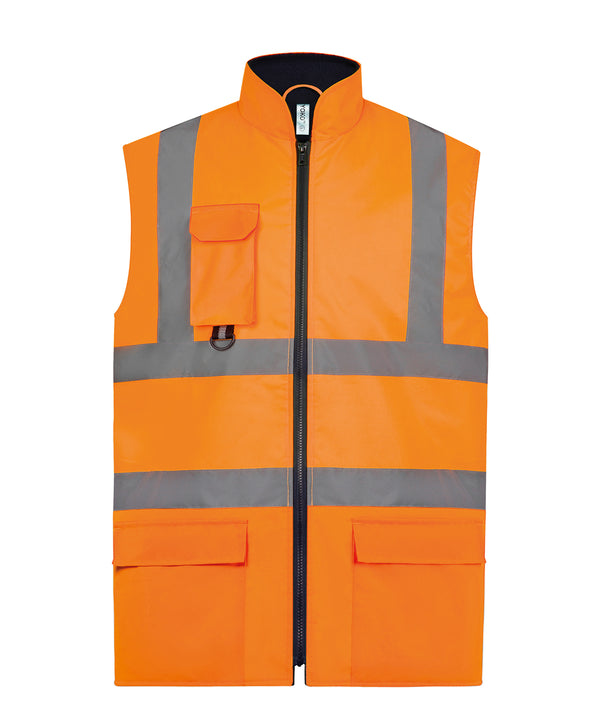 Orange Hi-vis padded bodywarmer (HV005) Schoolwear Centres