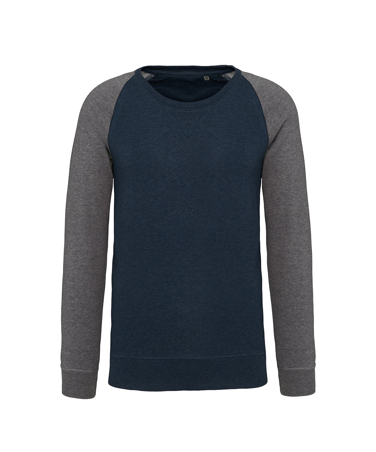 Men's two-tone organic crew neck raglan sleeve sweatshirt