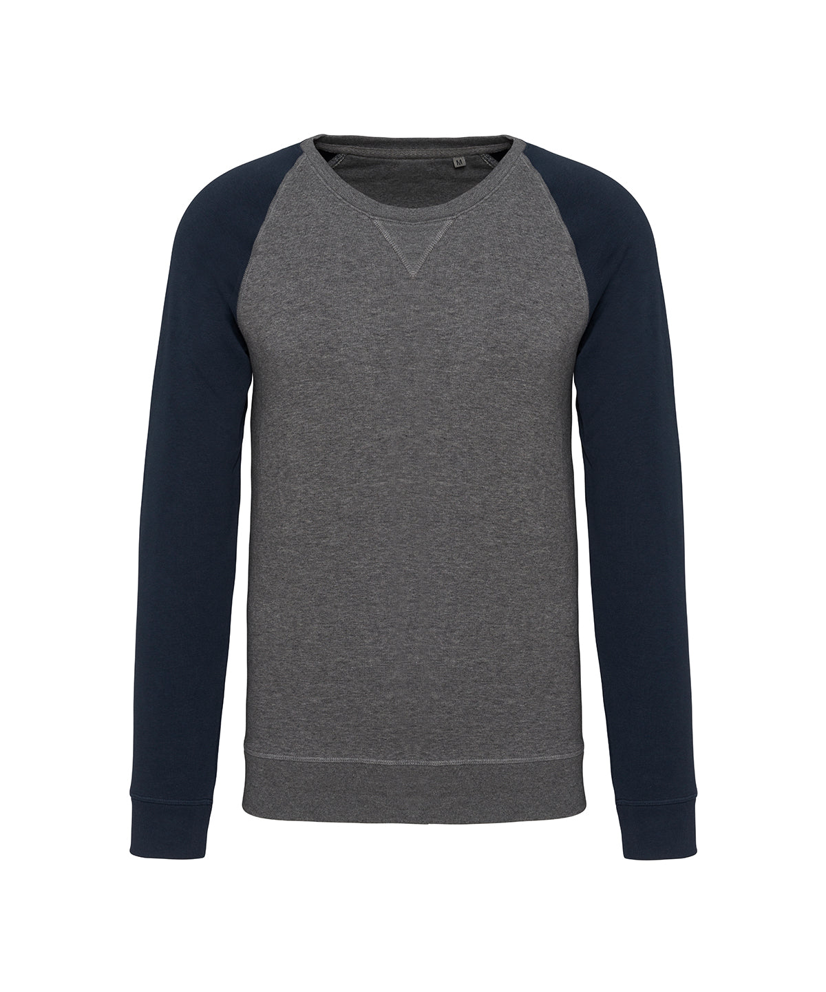 Men's two-tone organic crew neck raglan sleeve sweatshirt