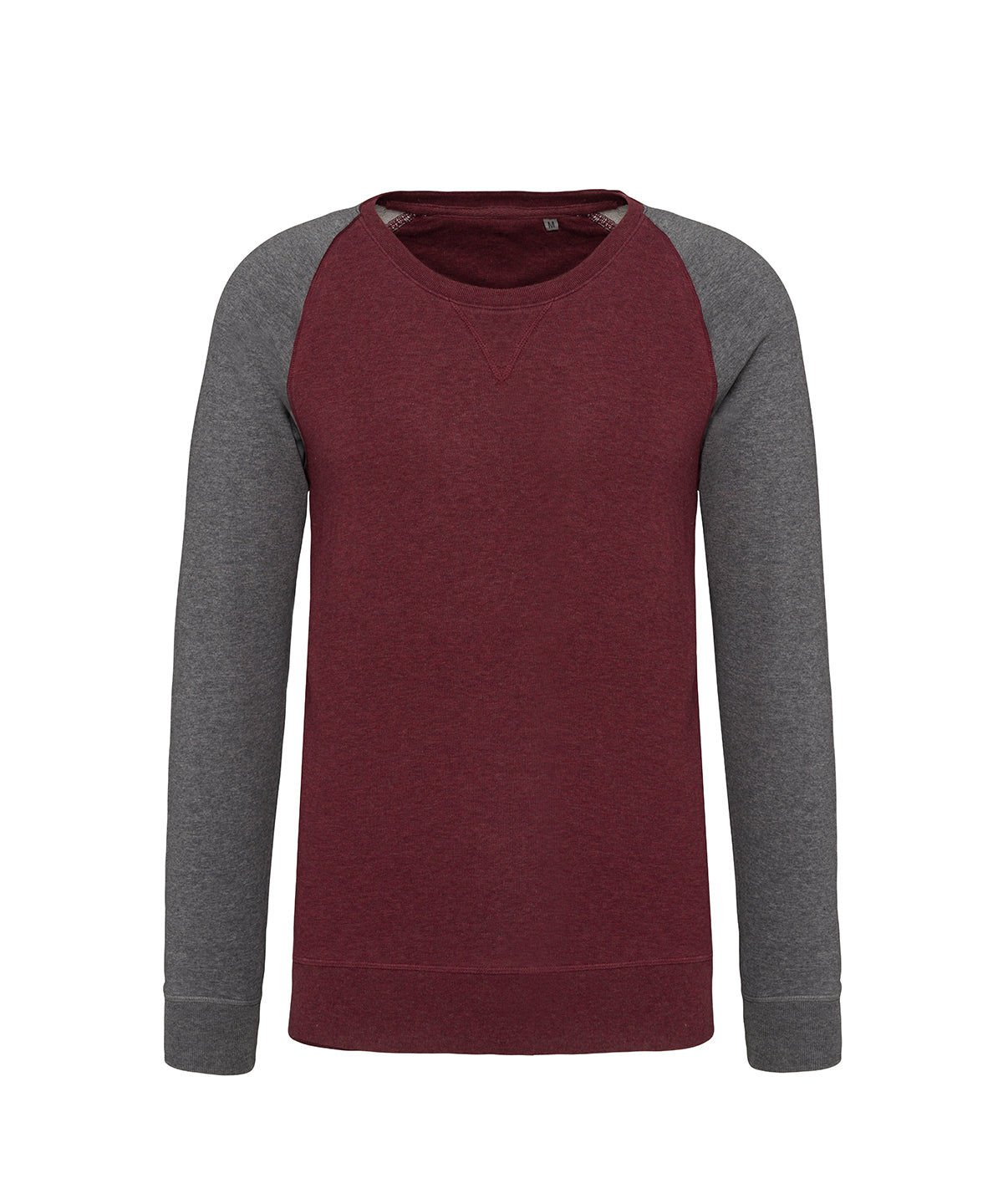 Men's two-tone organic crew neck raglan sleeve sweatshirt