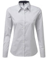 Women's denim pindot long sleeve shirt