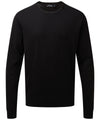 Crew neck cotton-rich knitted sweater