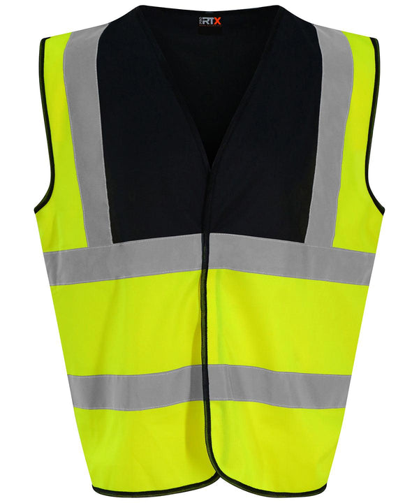 HV Yellow/Black - Waistcoat Safety Vests ProRTX High Visibility Must Haves, Personal Protection, Plus Sizes, Safetywear, Workwear Schoolwear Centres