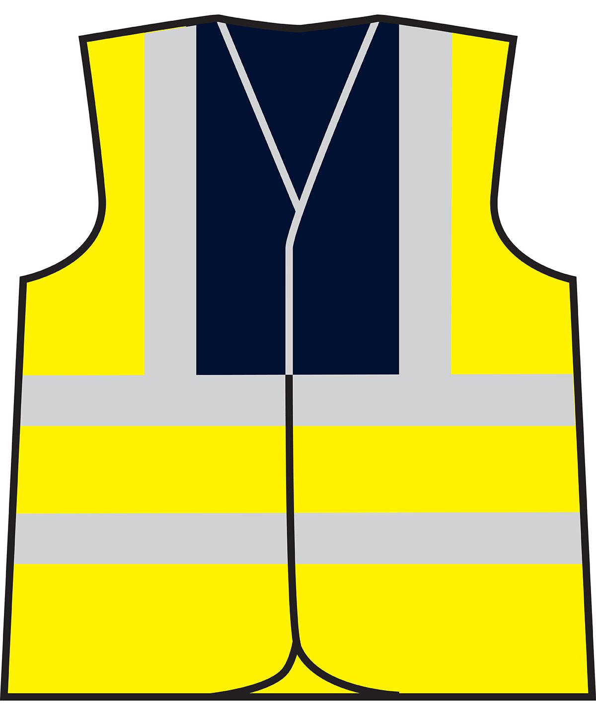 HV Yellow/Navy - Waistcoat Safety Vests ProRTX High Visibility Must Haves, Personal Protection, Plus Sizes, Safetywear, Workwear Schoolwear Centres