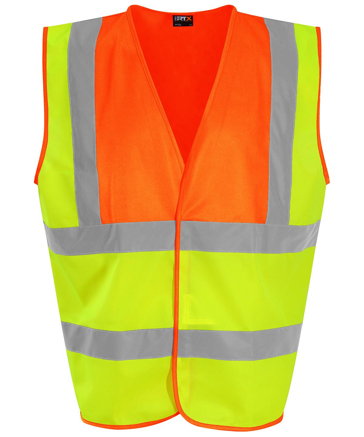 HV Yellow/Orange - Waistcoat Safety Vests ProRTX High Visibility Must Haves, Personal Protection, Plus Sizes, Safetywear, Workwear Schoolwear Centres