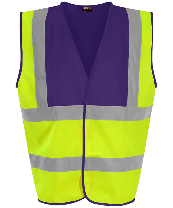 HV Yellow/Purple - Waistcoat Safety Vests ProRTX High Visibility Must Haves, Personal Protection, Plus Sizes, Safetywear, Workwear Schoolwear Centres