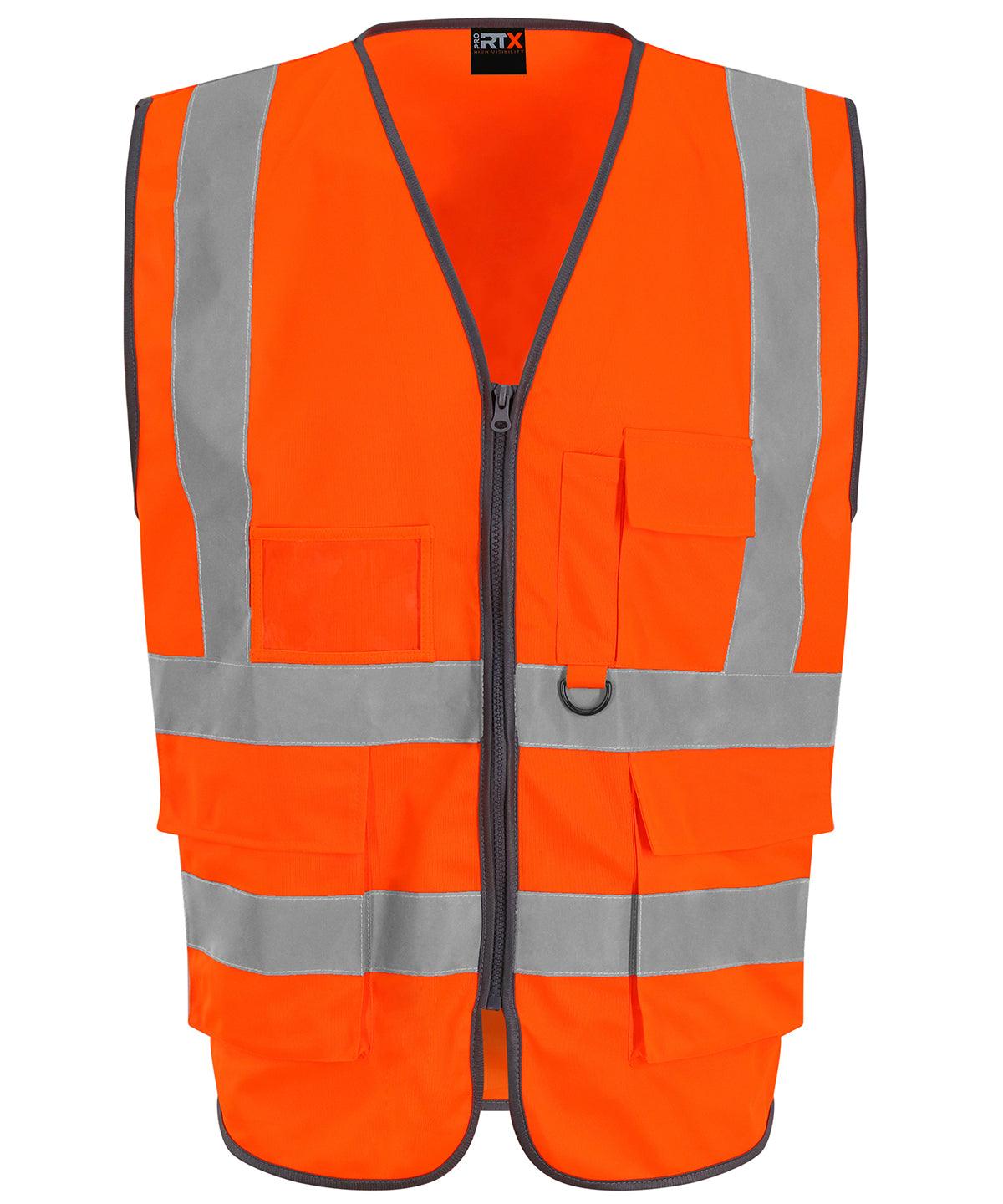 HV Orange - Executive waistcoat Safety Vests ProRTX High Visibility Plus Sizes, Safetywear, Workwear Schoolwear Centres