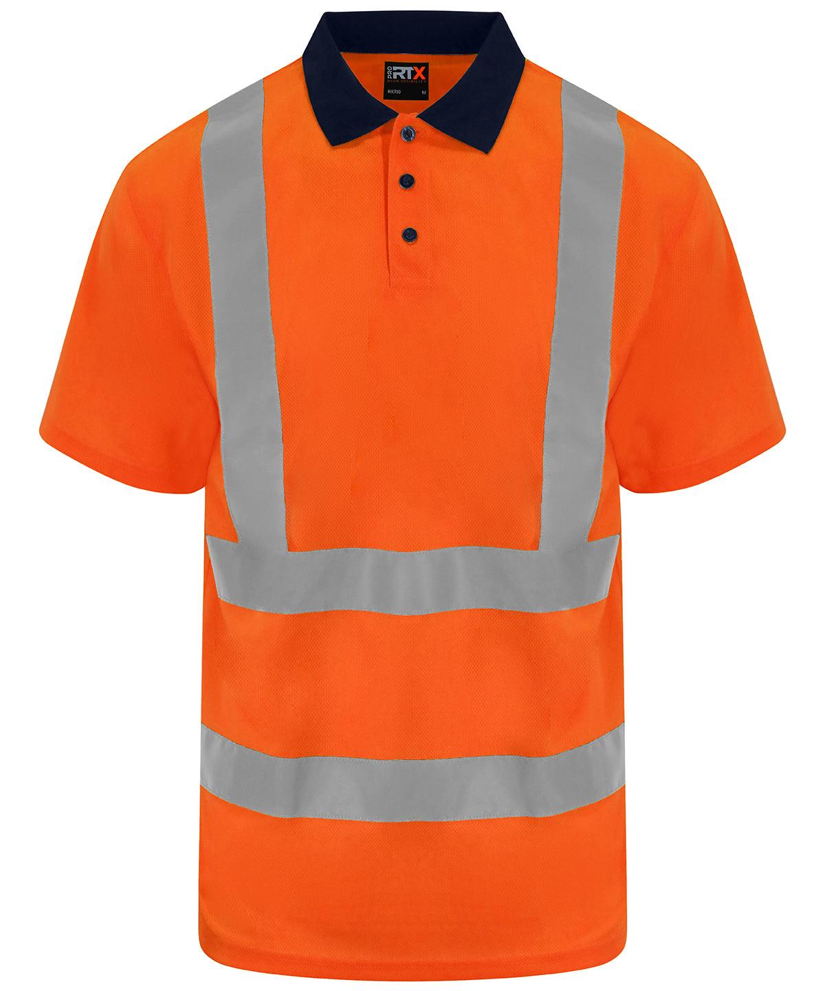 HV Orange/Navy - High visibility polo Polos ProRTX High Visibility Must Haves, Plus Sizes, Polos & Casual, Rebrandable, Safetywear, Workwear Schoolwear Centres
