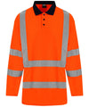 HV Orange/Navy - High visibility long sleeve polo Polos ProRTX High Visibility Plus Sizes, Polos & Casual, Rebrandable, Safetywear, Workwear Schoolwear Centres