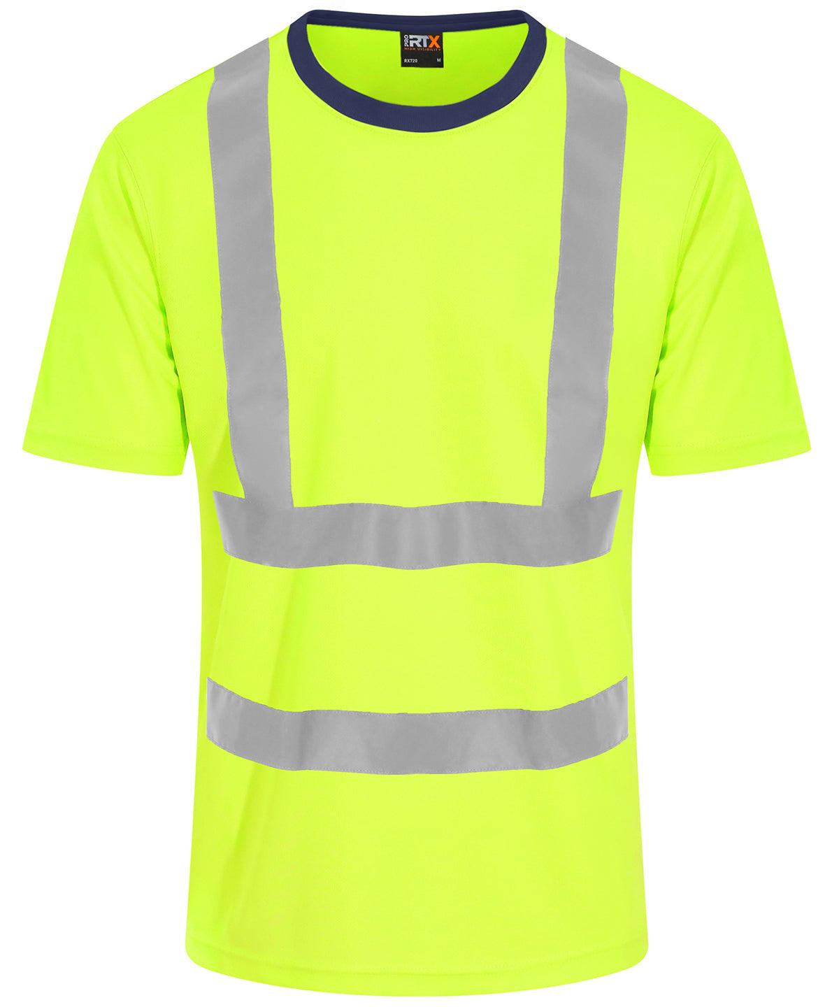 HV Yellow/Navy - High visibility t-shirt T-Shirts ProRTX High Visibility Must Haves, New Sizes for 2021, Plus Sizes, Safetywear, T-Shirts & Vests, Workwear Schoolwear Centres