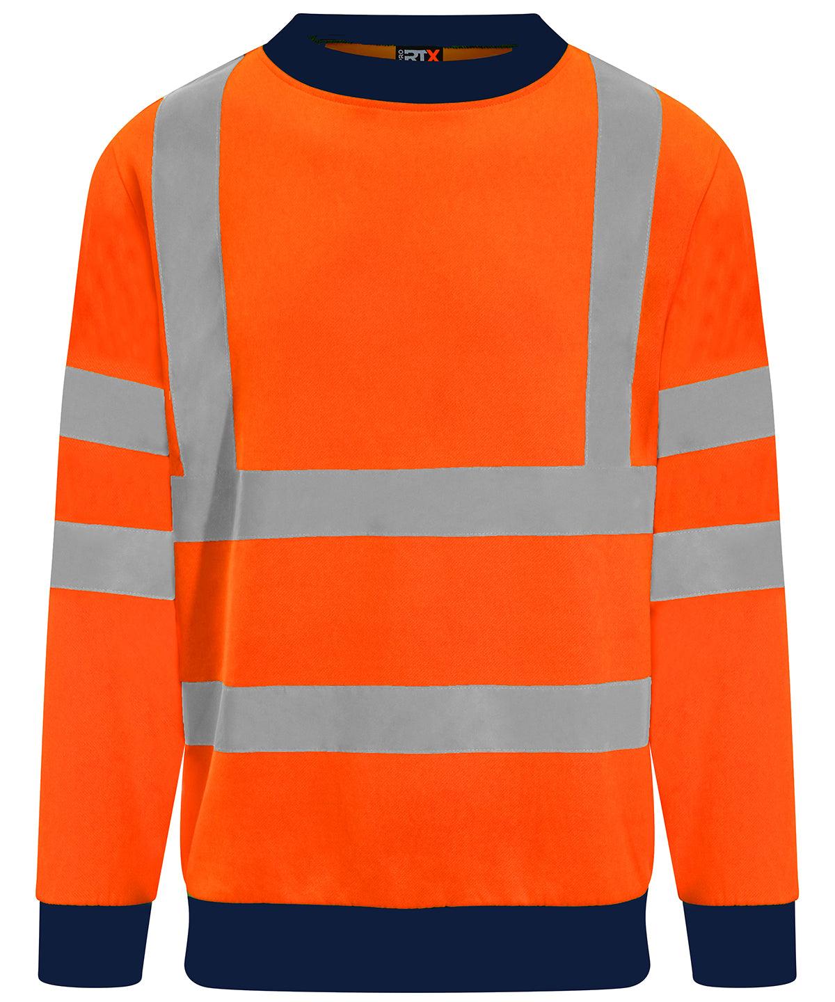 HV Orange/Navy - High visibility sweatshirt Sweatshirts ProRTX High Visibility Plus Sizes, Rebrandable, Safetywear, Sweatshirts, Workwear Schoolwear Centres