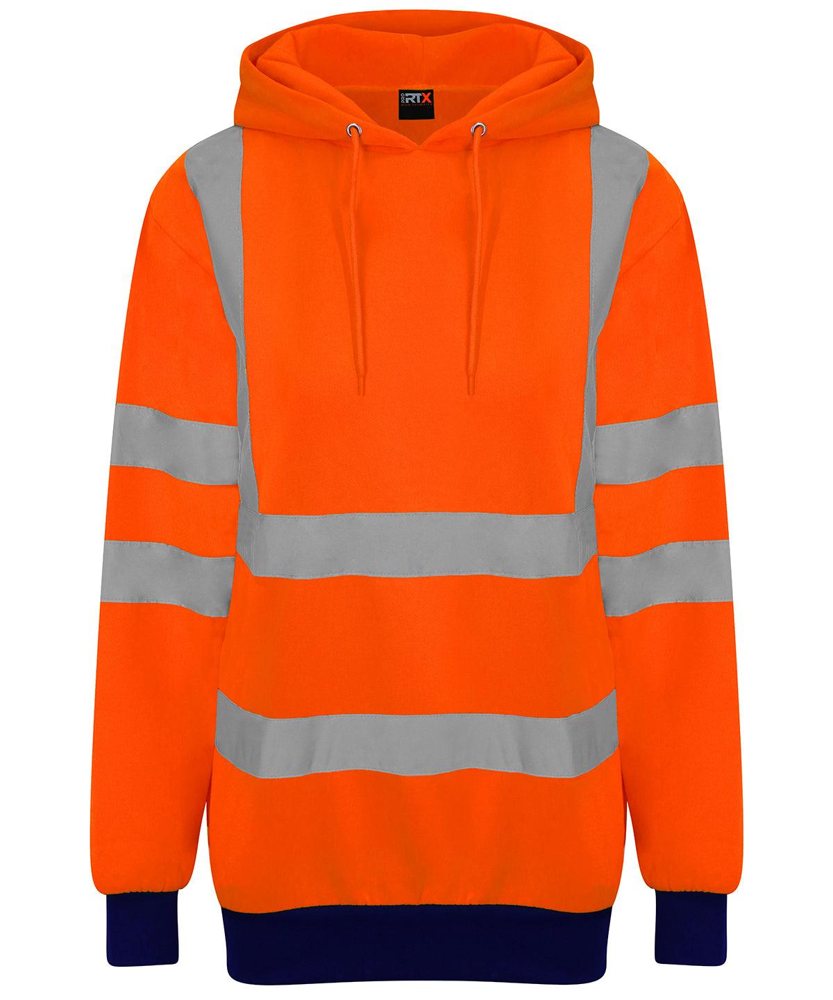 HV Orange/Navy - High visibility hoodie Hoodies ProRTX High Visibility Hoodies, Must Haves, Plus Sizes, Safetywear, Workwear Schoolwear Centres