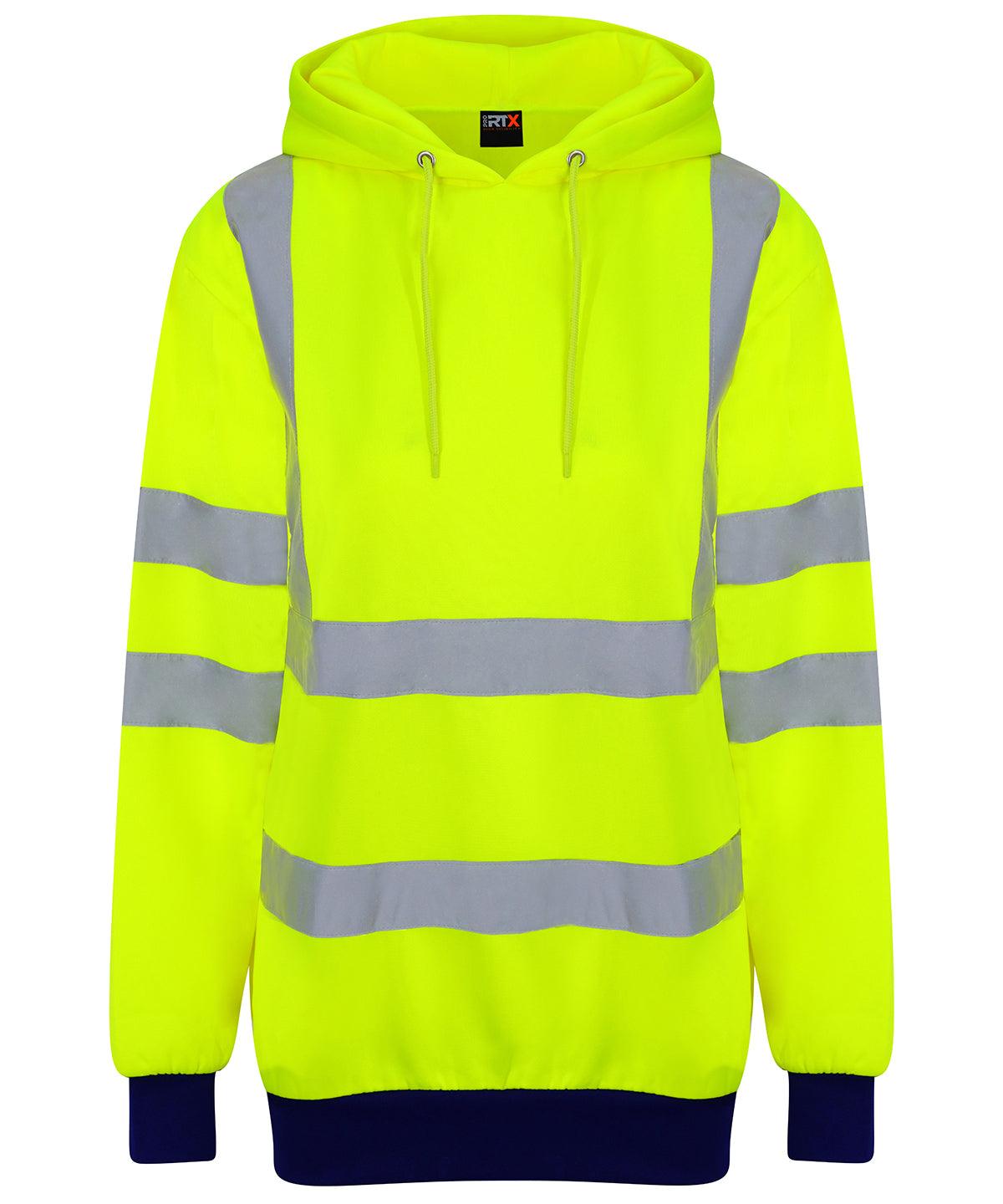 HV Yellow/Navy - High visibility hoodie Hoodies ProRTX High Visibility Hoodies, Must Haves, Plus Sizes, Safetywear, Workwear Schoolwear Centres