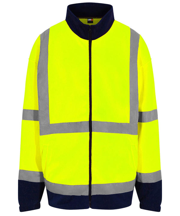 HV Yellow/Navy - High visibility full-zip fleece Jackets ProRTX High Visibility Jackets & Coats, Plus Sizes, Safetywear, Workwear Schoolwear Centres