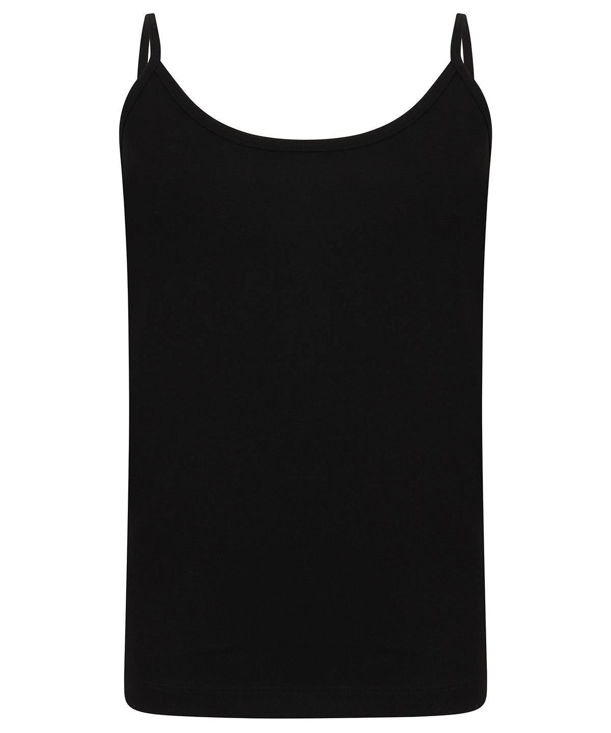 Black - Kids feel good stretch spaghetti vest Vests SF Minni Plus Sizes, T-Shirts & Vests Schoolwear Centres