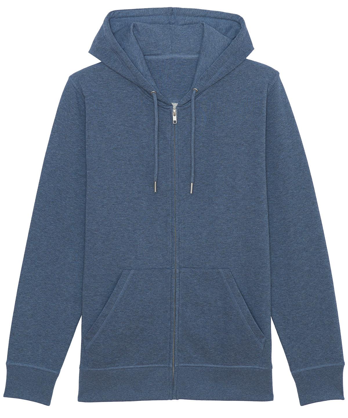 Dark Heather Blue - Unisex Connector essential zip-thru hoodie sweatshirt (STSU820) Hoodies Stanley/Stella Conscious cold weather styles, Exclusives, Hoodies, Must Haves, New Colours for 2023, New Sizes for 2022, Organic & Conscious, Plus Sizes, Raladeal - Recently Added Schoolwear Centres