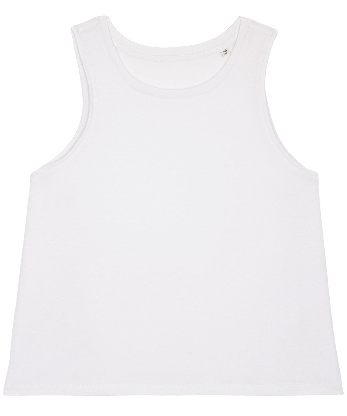 White - Women's Stella Dancer crop tank top (STTW038) Vests Stanley/Stella Exclusives, New Colours for 2023, Organic & Conscious, Plus Sizes, Rebrandable, Stanley/ Stella, T-Shirts & Vests Schoolwear Centres