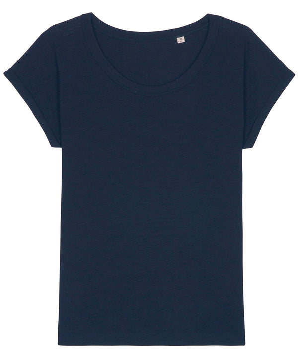 French Navy - Women's Stella Rounders slub rolled sleeve slub t-shirt (STTW112) T-Shirts Stanley/Stella Exclusives, New Colours for 2023, Organic & Conscious, Plus Sizes, Rebrandable, Stanley/ Stella, T-Shirts & Vests Schoolwear Centres