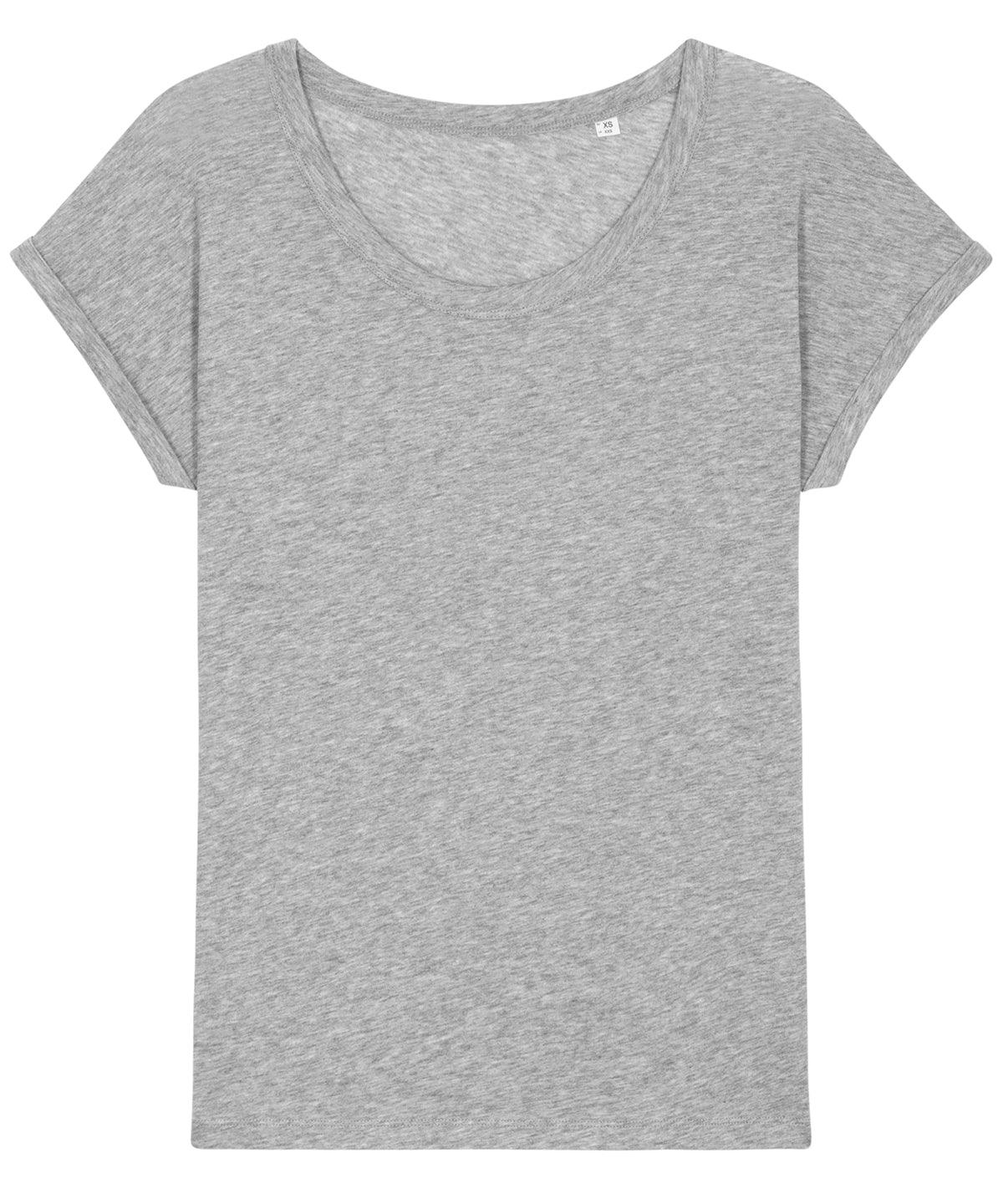 Heather Grey Slub - Women's Stella Rounders slub rolled sleeve slub t-shirt (STTW112) T-Shirts Stanley/Stella Exclusives, New Colours for 2023, Organic & Conscious, Plus Sizes, Rebrandable, Stanley/ Stella, T-Shirts & Vests Schoolwear Centres