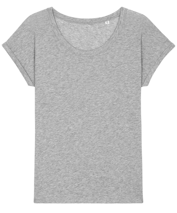 Heather Grey Slub - Women's Stella Rounders slub rolled sleeve slub t-shirt (STTW112) T-Shirts Stanley/Stella Exclusives, New Colours for 2023, Organic & Conscious, Plus Sizes, Rebrandable, Stanley/ Stella, T-Shirts & Vests Schoolwear Centres