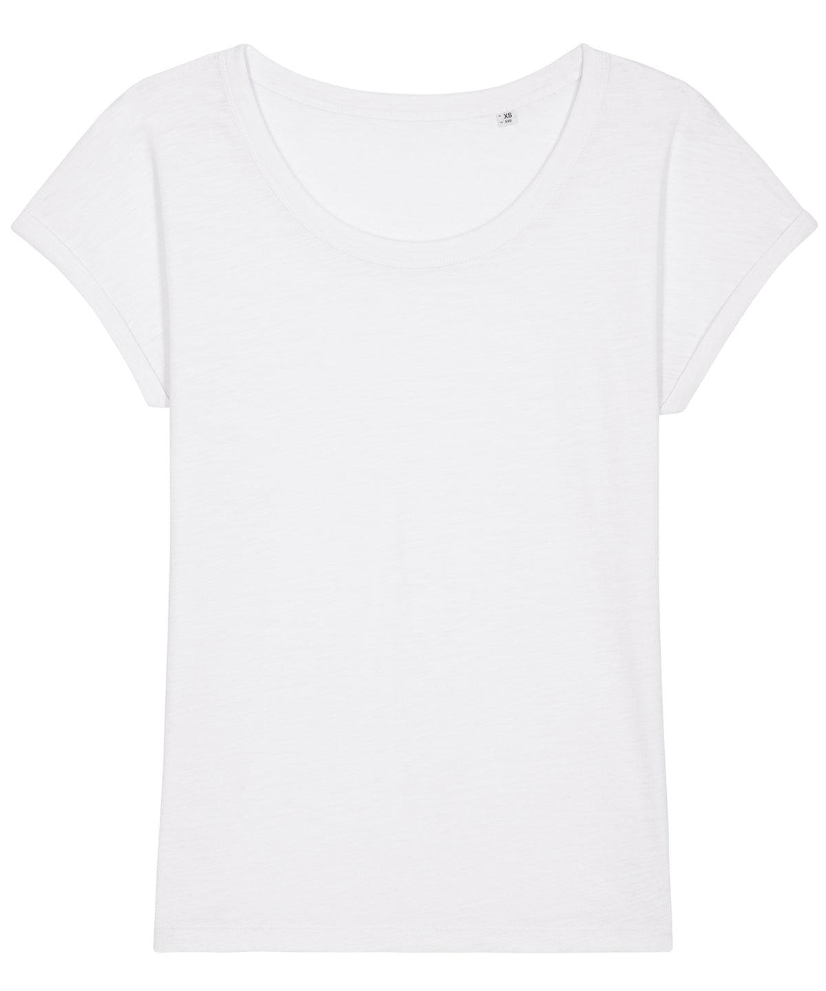 White - Women's Stella Rounders slub rolled sleeve slub t-shirt (STTW112) T-Shirts Stanley/Stella Exclusives, New Colours for 2023, Organic & Conscious, Plus Sizes, Rebrandable, Stanley/ Stella, T-Shirts & Vests Schoolwear Centres