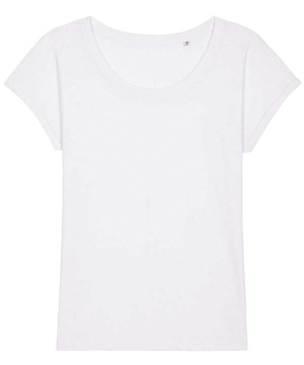 White - Women's Stella Rounders slub rolled sleeve slub t-shirt (STTW112) T-Shirts Stanley/Stella Exclusives, New Colours for 2023, Organic & Conscious, Plus Sizes, Rebrandable, Stanley/ Stella, T-Shirts & Vests Schoolwear Centres