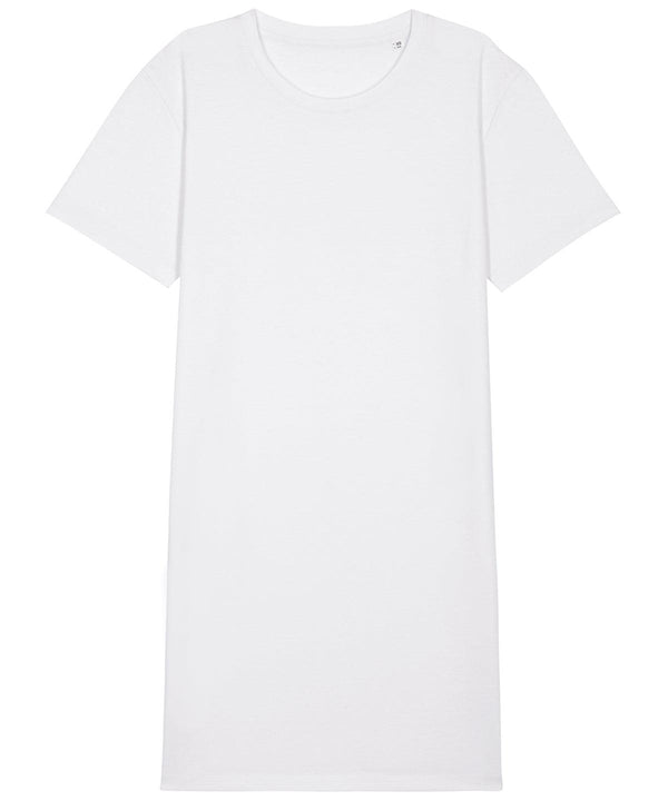 White - Women's Stella Spinner t-shirt dress (STDW144) Dresses Stanley/Stella Exclusives, Must Haves, New Colours For 2022, Organic & Conscious, Oversized, Rebrandable, Stanley/ Stella, Women's Fashion Schoolwear Centres