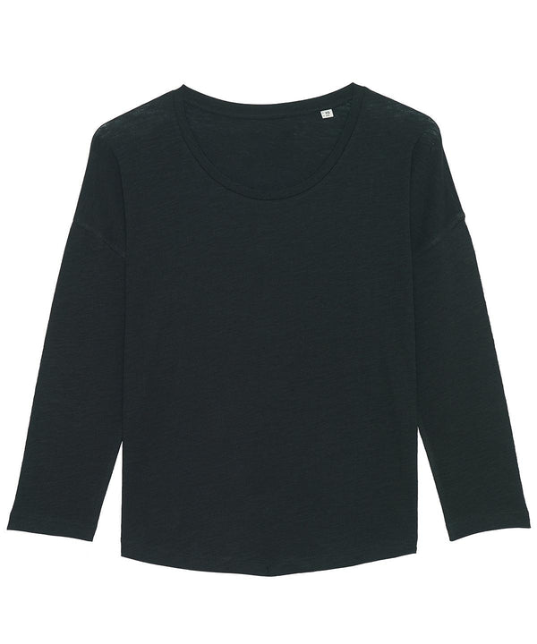 Black - Women's Stella Waver slub women's ¾ sleeve dropped shoulder t-shirt (STTW114) T-Shirts Stanley/Stella Exclusives, Organic & Conscious, Plus Sizes, Raladeal - Stanley Stella, Rebrandable, Stanley/ Stella, T-Shirts & Vests Schoolwear Centres