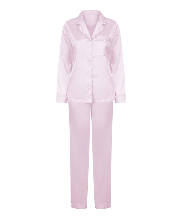 Light Pink - Women's satin long pyjamas Pyjamas Towel City Gifting, Lounge & Underwear, Lounge Sets, Must Haves, Plus Sizes Schoolwear Centres