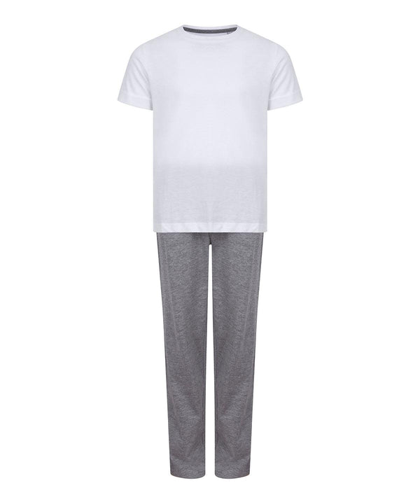 White/Heather Grey - Kids long pyjamas Pyjamas Towel City Lounge & Underwear, Lounge Sets, Plus Sizes Schoolwear Centres