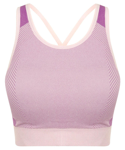 Light Pink/Purple - Women's seamless panelled crop top Bras Tombo Activewear & Performance, Cropped, Must Haves, On-Trend Activewear, Padded Perfection, Plus Sizes, Raladeal - Recently Added, Rebrandable, Sports & Leisure, T-Shirts & Vests Schoolwear Centres
