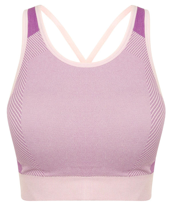 Light Pink/Purple - Women's seamless panelled crop top Bras Tombo Activewear & Performance, Cropped, Must Haves, On-Trend Activewear, Padded Perfection, Plus Sizes, Raladeal - Recently Added, Rebrandable, Sports & Leisure, T-Shirts & Vests Schoolwear Centres