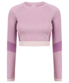 Light Pink/Purple - Women's seamless panelled long sleeve crop top T-Shirts Tombo Activewear & Performance, Cropped, Must Haves, On-Trend Activewear, Padded Perfection, Plus Sizes, Raladeal - Recently Added, Rebrandable, Sports & Leisure, T-Shirts & Vests Schoolwear Centres