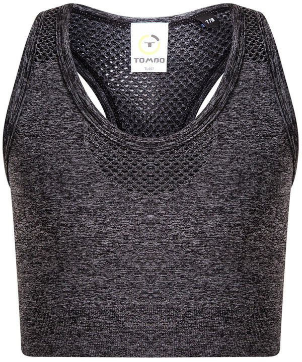 Grey Marl - Kids seamless crop top Bras Tombo Activewear & Performance, Cropped, Plus Sizes, Rebrandable, Sports & Leisure, T-Shirts & Vests Schoolwear Centres