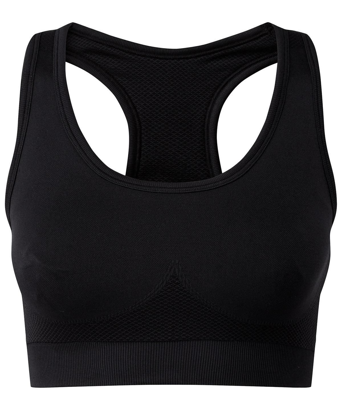 Black - TriDri® seamless '3D fit' multi-sport sculpt solid colour bra Bras TriDri® Activewear & Performance, Co-ords, Exclusives, Leggings, Lounge & Underwear, Must Haves, On-Trend Activewear, Rebrandable, Sports & Leisure, T-Shirts & Vests Schoolwear Centres