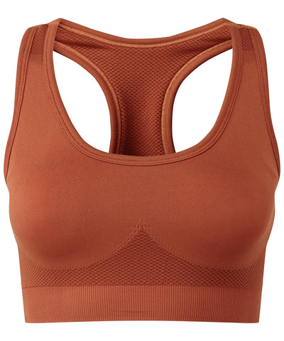 Rust - TriDri® seamless '3D fit' multi-sport sculpt solid colour bra Bras TriDri® Activewear & Performance, Co-ords, Exclusives, Leggings, Lounge & Underwear, Must Haves, On-Trend Activewear, Rebrandable, Sports & Leisure, T-Shirts & Vests Schoolwear Centres