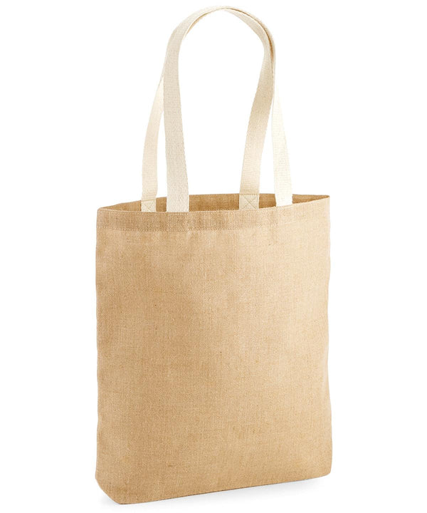 Natural - Unlaminated jute tote Bags Westford Mill Bags & Luggage, Rebrandable Schoolwear Centres