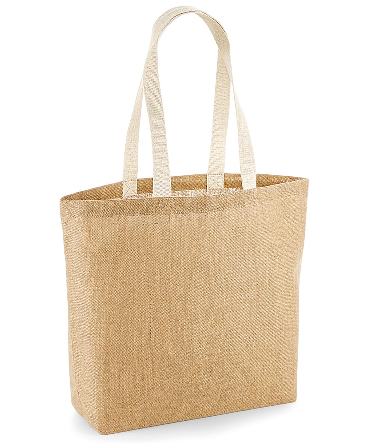 Natural - Unlaminated jute shopper Bags Westford Mill Bags & Luggage, Rebrandable Schoolwear Centres