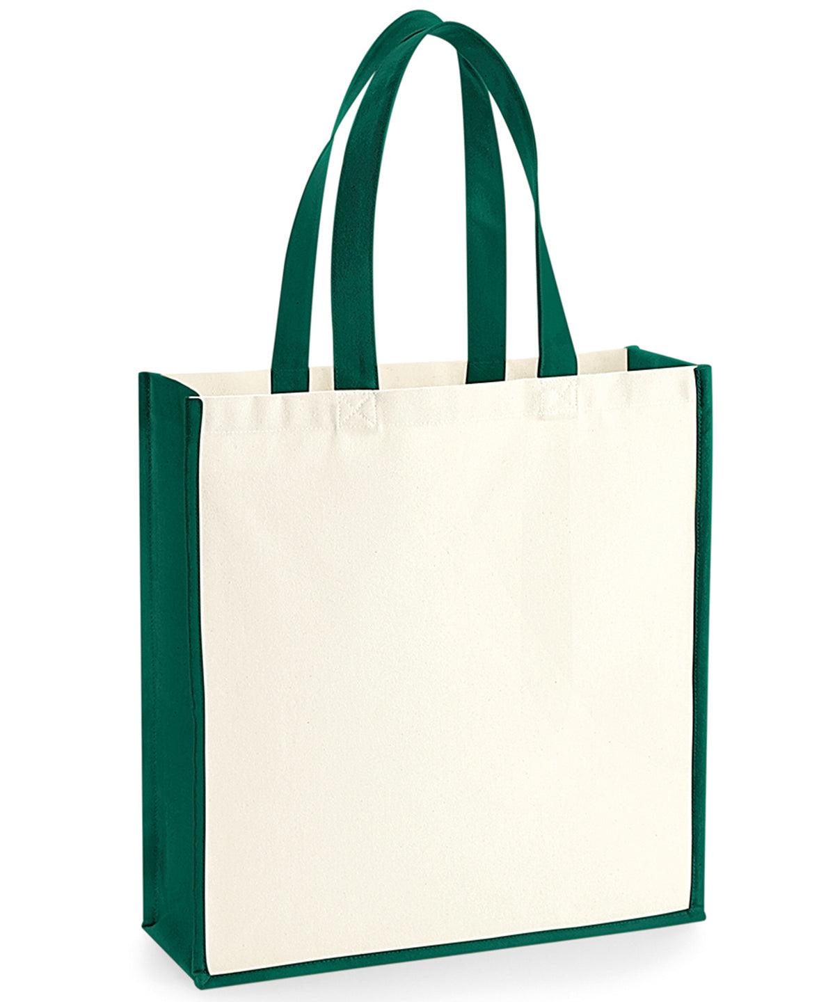 Natural/Bottle Green - Gallery canvas tote Bags Westford Mill Bags & Luggage, Rebrandable Schoolwear Centres