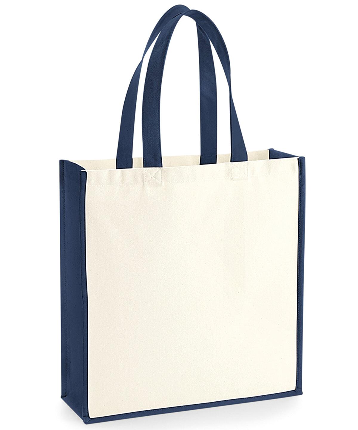 Natural/French Navy - Gallery canvas tote Bags Westford Mill Bags & Luggage, Rebrandable Schoolwear Centres