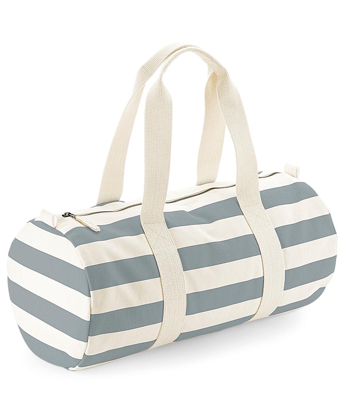 Natural/Grey - Nautical barrel bag Bags Westford Mill Bags & Luggage, Rebrandable, Summer Accessories Schoolwear Centres