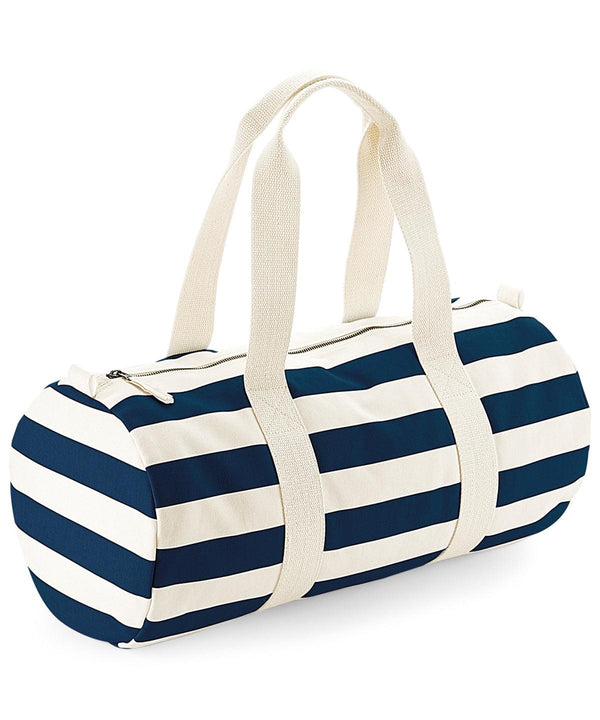 Natural/Navy - Nautical barrel bag Bags Westford Mill Bags & Luggage, Rebrandable, Summer Accessories Schoolwear Centres
