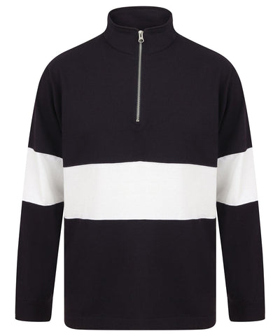 Navy/White - Panelled ¼ zip Sweatshirts Front Row Rebrandable, Sweatshirts Schoolwear Centres