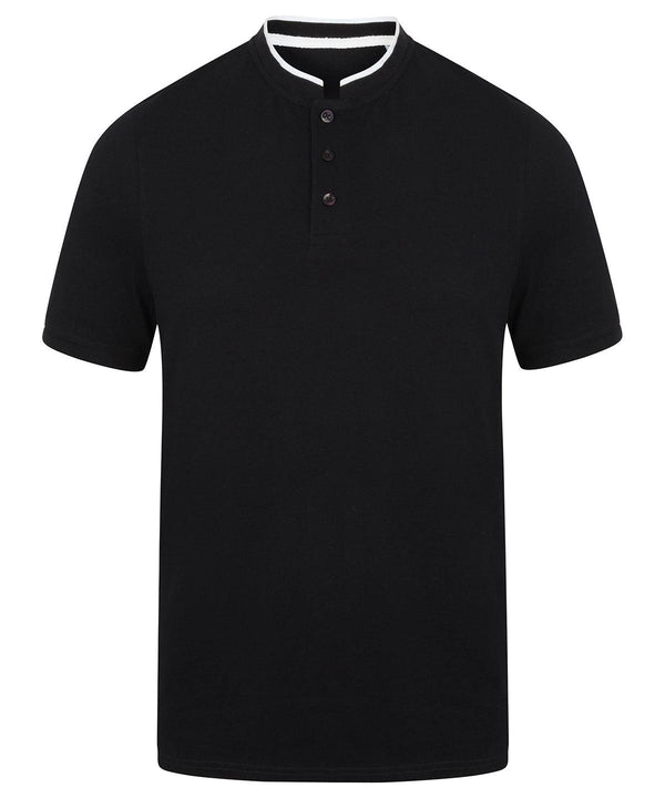 Navy/White - Stand collar stretch polo shirt Polos Front Row Polos & Casual, Raladeal - Recently Added Schoolwear Centres