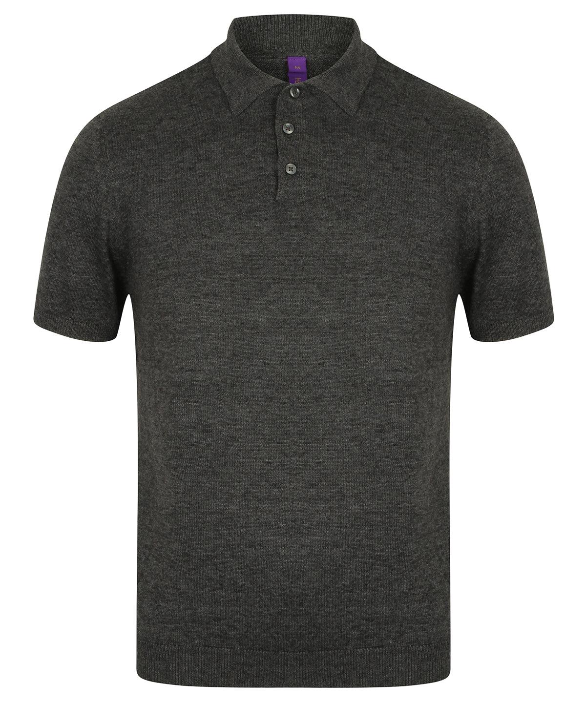 Grey Marl - Knitted short sleeve top Polos Henbury Knitwear, Polos & Casual, Rebrandable, Sale Schoolwear Centres