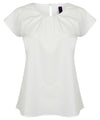 Women's pleat front short sleeve blouse