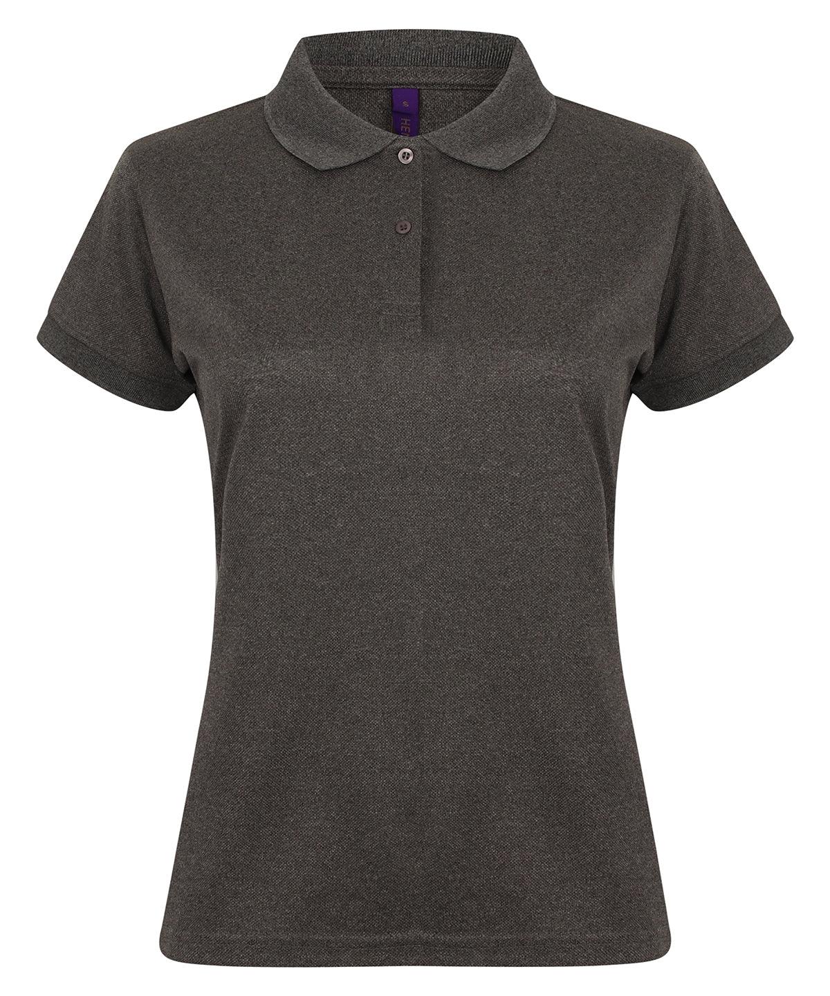 Heather Charcoal - Women's Coolplus® polo shirt Polos Henbury Must Haves, Plus Sizes, Polos & Casual, Raladeal - Recently Added, Safe to wash at 60 degrees, Women's Fashion Schoolwear Centres