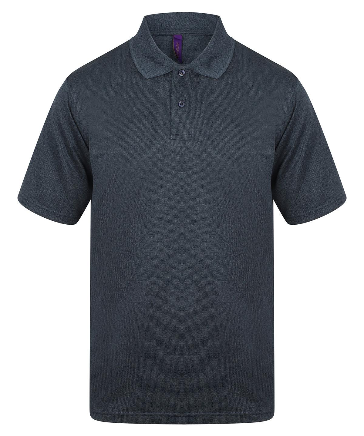 Heather Navy - Coolplus® polo shirt Polos Henbury Must Haves, New Sizes for 2022, Plus Sizes, Polos & Casual, Raladeal - Recently Added, Safe to wash at 60 degrees Schoolwear Centres