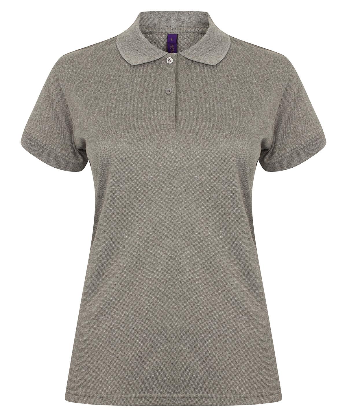 Heather Grey - Women's Coolplus® polo shirt Polos Henbury Must Haves, Plus Sizes, Polos & Casual, Raladeal - Recently Added, Safe to wash at 60 degrees, Women's Fashion Schoolwear Centres